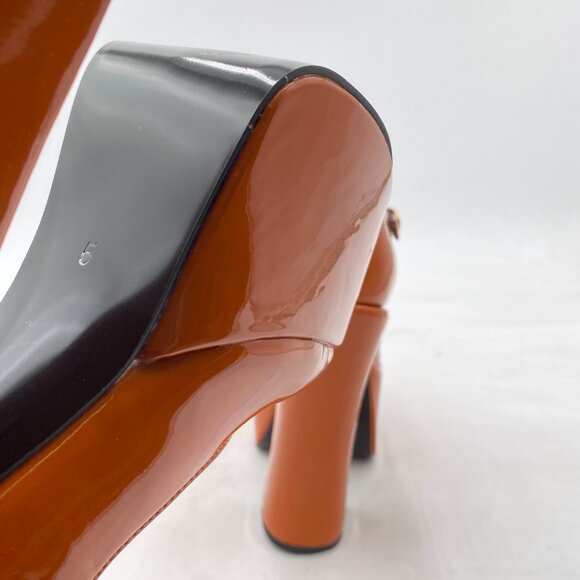 FSJ Brown Closed Toe Chunky Heel Mary Jane Platform Pumps Block Heel Dress Shoes - Picture 6 of 8